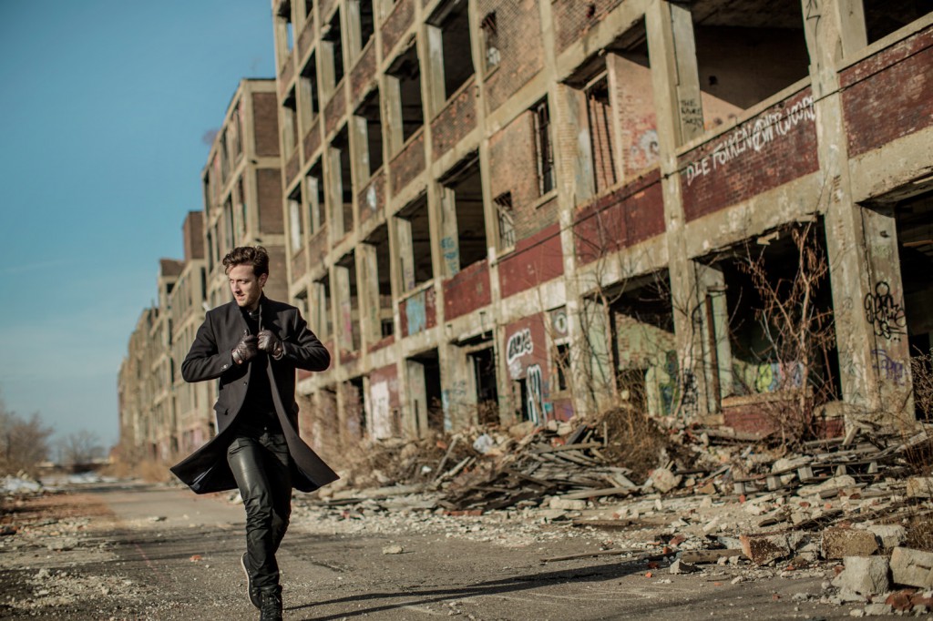 Esben Bjerre Hansen from Monte Carlo walks the walk like a true Euroman - The Packard Plant, Detroit 2014